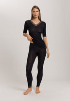 Woolen Lace Lace Trim Wool And Silk Top | Black 70829-019