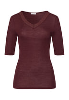 Woolen Lace Lace Trim Wool And Silk Top | Vivid Brown 70829-2421