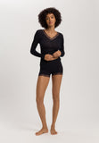 Woolen Lace Lace Trim Wool And Silk Top | Black 70830-019
