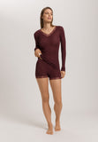 Woolen Lace Lace Trim Wool And Silk Top | Vivid Brown 70830-2421
