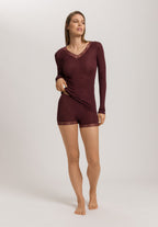 Woolen Lace Lace Trim Wool And Silk Top | Vivid Brown 70830-2421