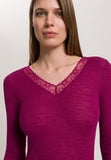 Woolen Lace Lace Trim Wool And Silk Top | Pink Tourmaline 70830-2473