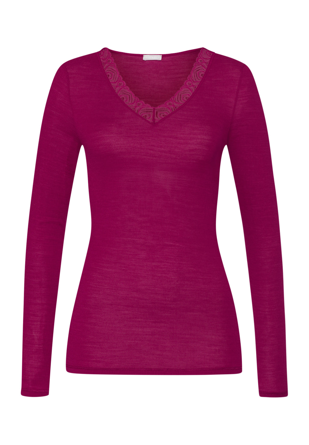 Woolen Lace Lace Trim Wool And Silk Top | Pink Tourmaline 70830-2473