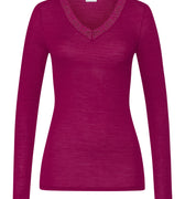 Woolen Lace Lace Trim Wool And Silk Top | Pink Tourmaline 70830-2473
