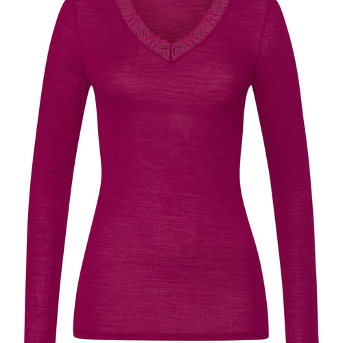 Woolen Lace Lace Trim Wool And Silk Top | Pink Tourmaline 70830-2473