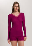 Woolen Lace Lace Trim Wool And Silk Top | Pink Tourmaline 70830-2473