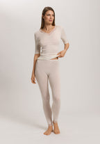Woolen Lace Lace Trim Wool And Silk Leggings | Misty White 70833-2123