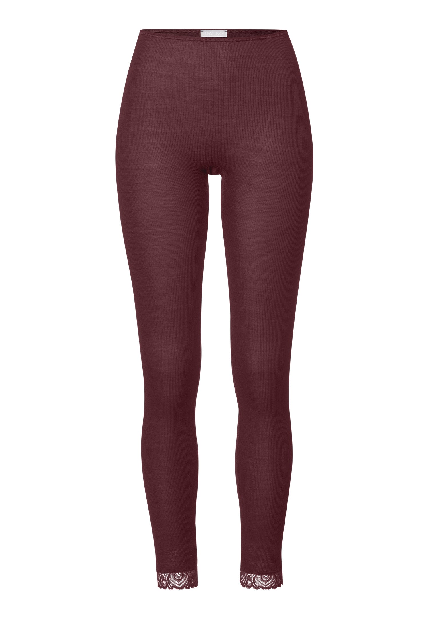 Woolen Lace Lace Trim Wool And Silk Leggings | Vivid Brown 70833-2421