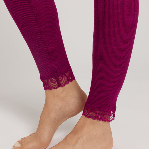 Woolen Lace Lace Trim Wool And Silk Leggings | Pink Tourmaline 70833-2473