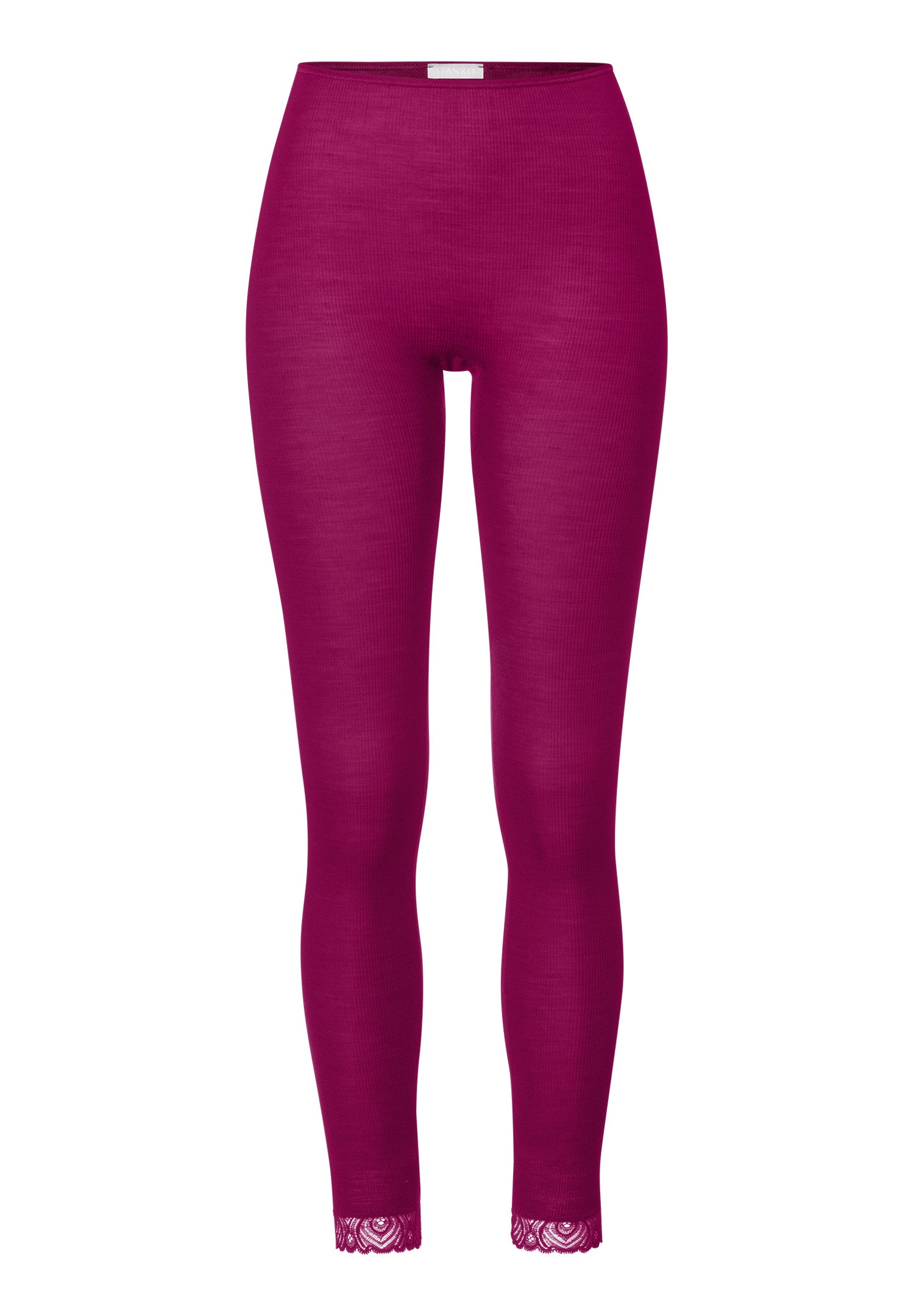 Woolen Lace Lace Trim Wool And Silk Leggings | Pink Tourmaline 70833-2473