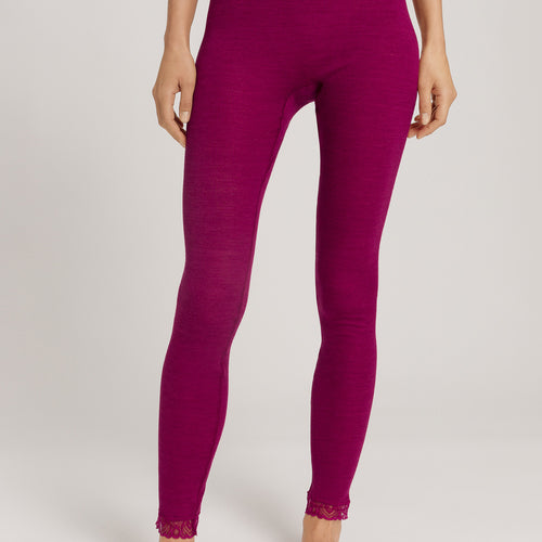 Woolen Lace Lace Trim Wool And Silk Leggings | Pink Tourmaline 70833-2473