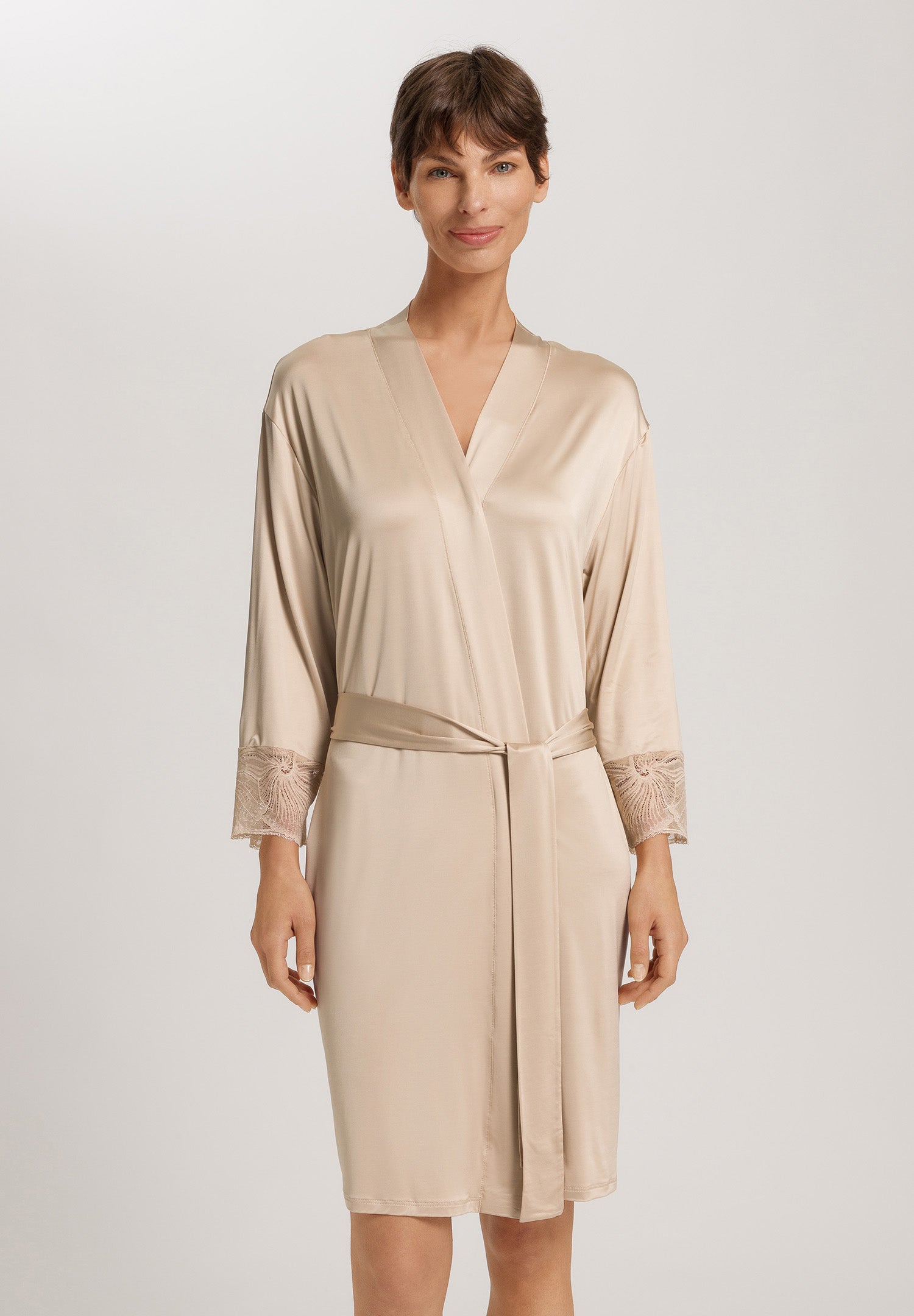 Lilith Lace Trim Kimono | Coffee Quartz 70834-2216