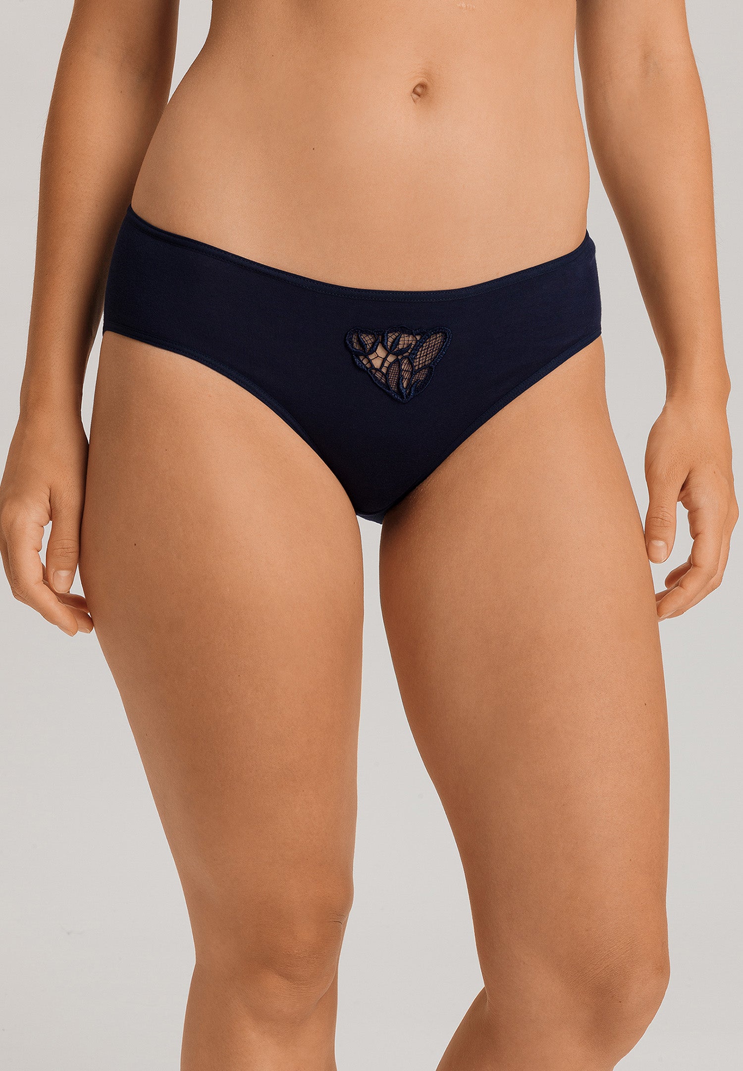 Belina Embroidered Cotton Hi-Cut Brief | Deep Navy 70876-1610