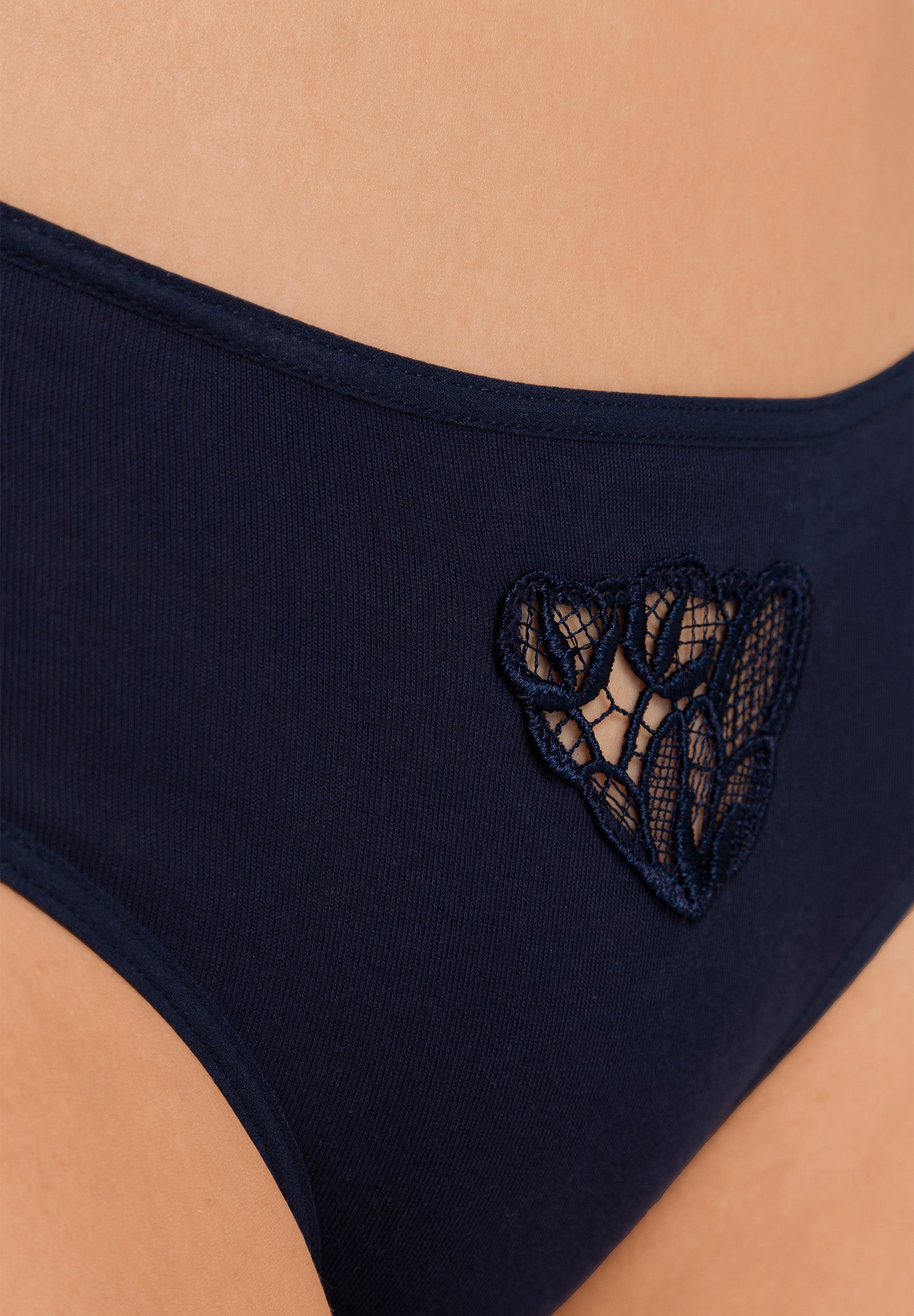 Belina Embroidered Cotton Hi-Cut Brief | Deep Navy 70876-1610
