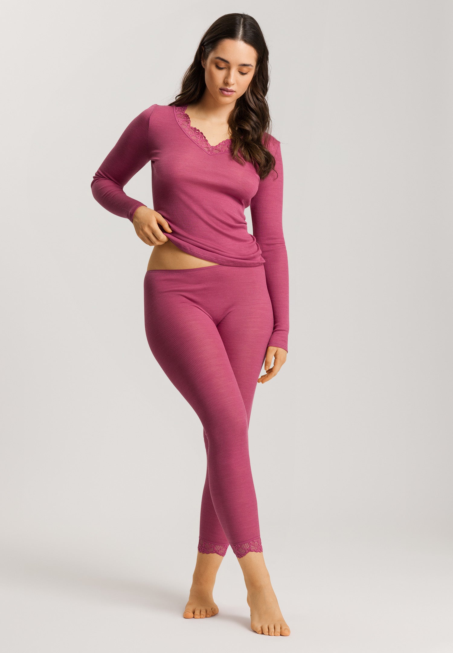 70910 Woolen Lace Leggings - 2414 Rose Wine