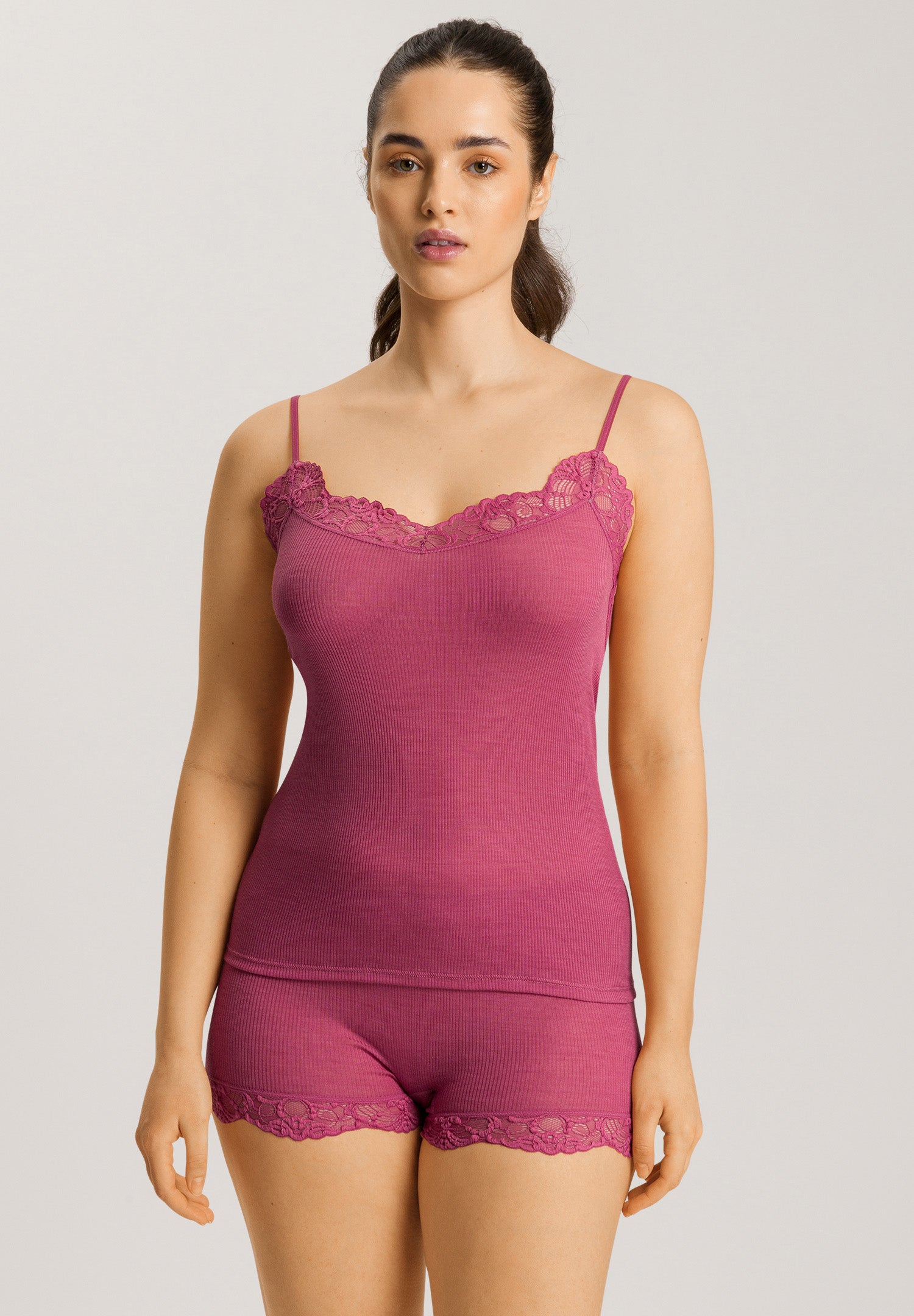 70911 Woolen Lace Spaghetti Cami - 2414 Rose Wine