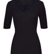 70913 Woolen Lace Short Sleeve Shirt - 019 Black