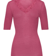 70913 Woolen Lace Short Sleeve Shirt - 2414 Rose Wine