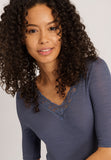 70972 Woolen Lace S/Slv Shirt - 2602 Nightshade