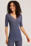 70972 Woolen Lace S/Slv Shirt - 2602 Nightshade