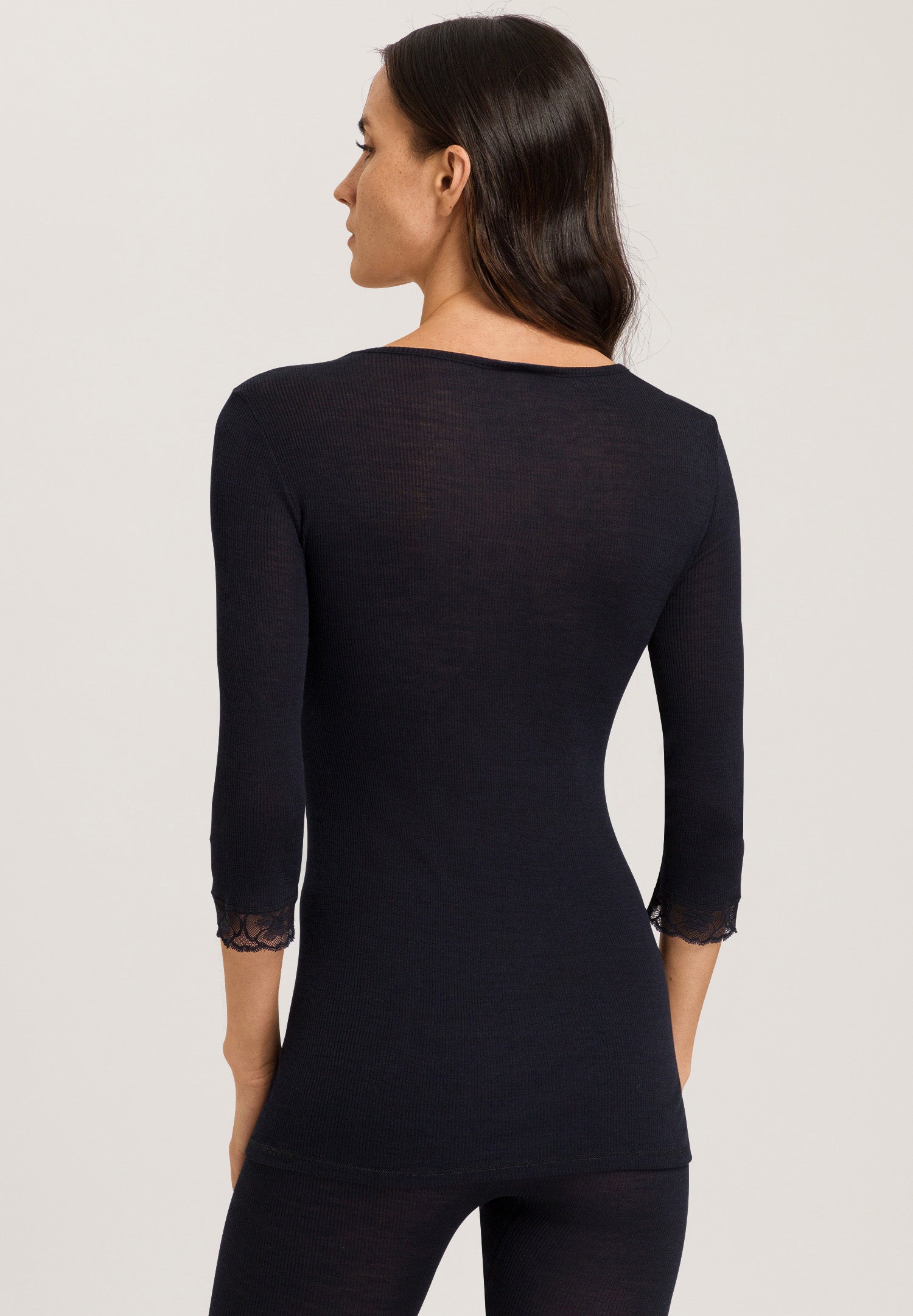 70973 Woolen Lace 3/4 Sleeve Shirt - 019 Black