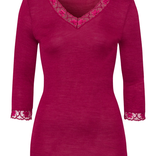 70973 Woolen Lace 3/4 Sleeve Shirt - 2406 Intense Garnet