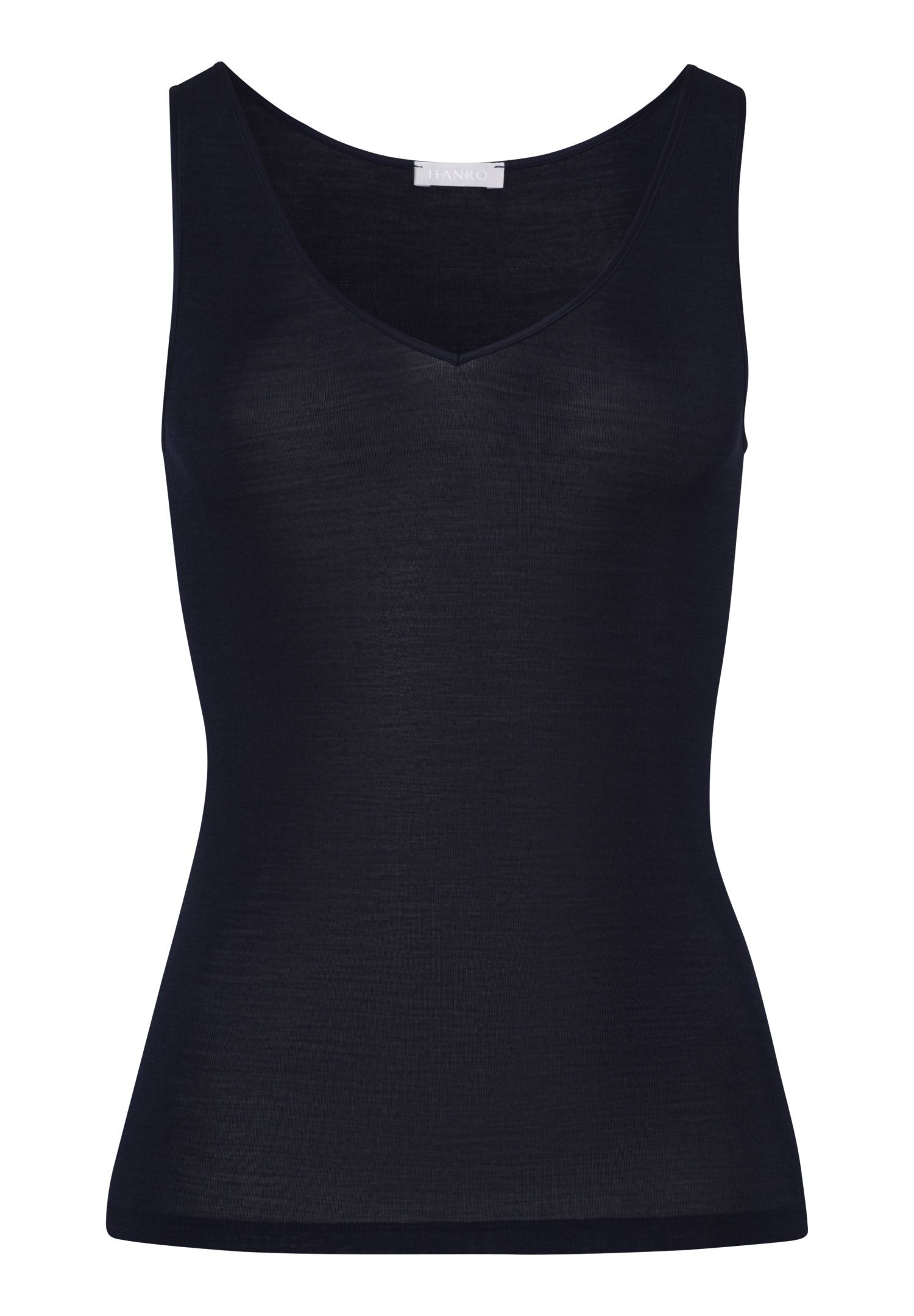 Woolen Silk W Wool And Silk V-Neck Tank Top | Deep Navy 71416-1610