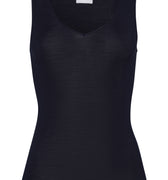 Woolen Silk W Wool And Silk V-Neck Tank Top | Deep Navy 71416-1610