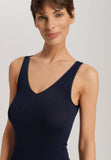 Woolen Silk W Wool And Silk V-Neck  Tank Top | Night Blue 71416-2624