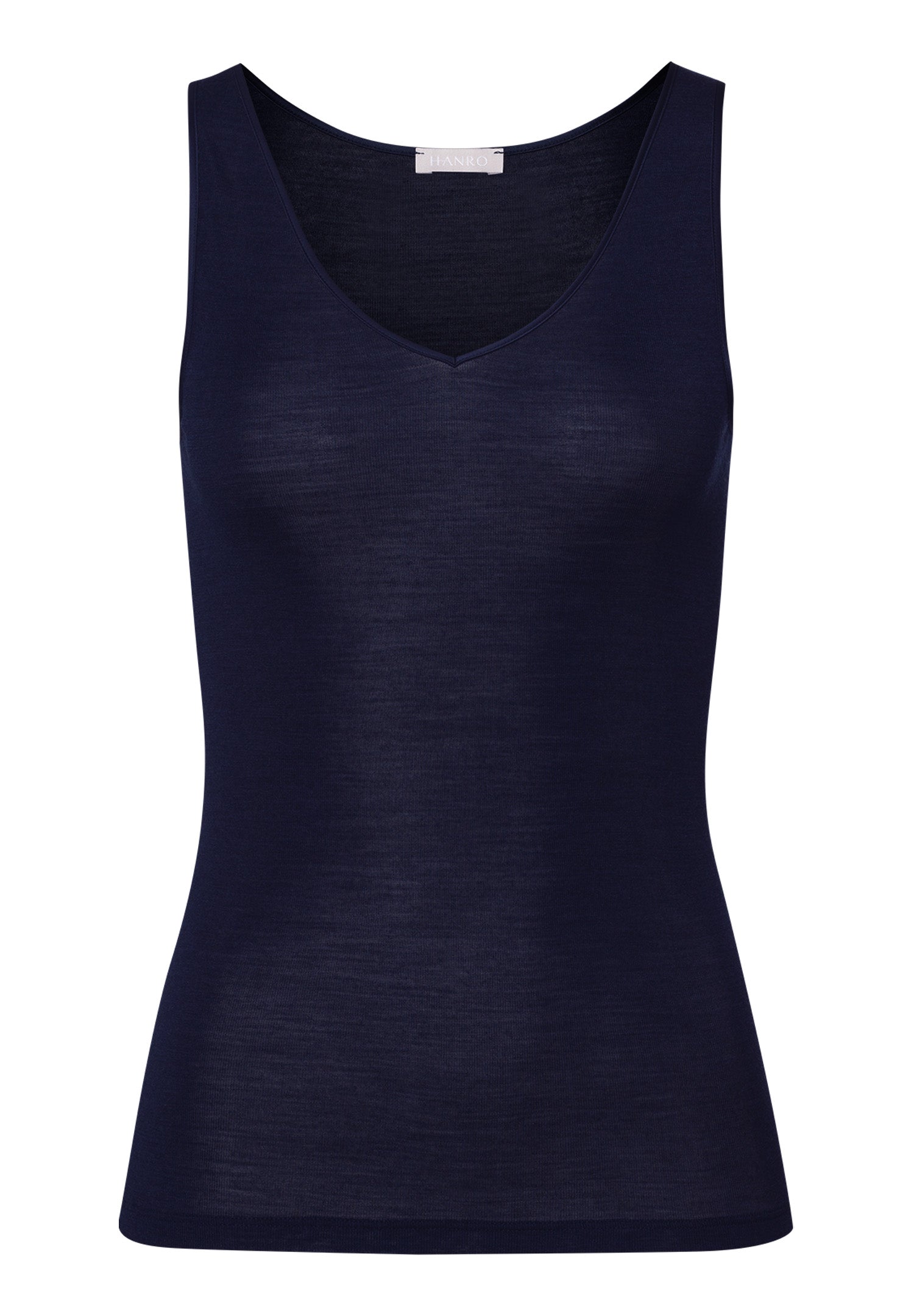 Woolen Silk W Wool And Silk V-Neck  Tank Top | Night Blue 71416-2624