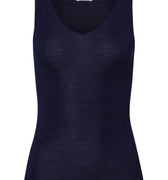 Woolen Silk W Wool And Silk V-Neck  Tank Top | Night Blue 71416-2624