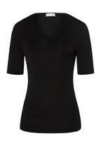 71417 Woolen Silk W Short Slv Top - 018 Black