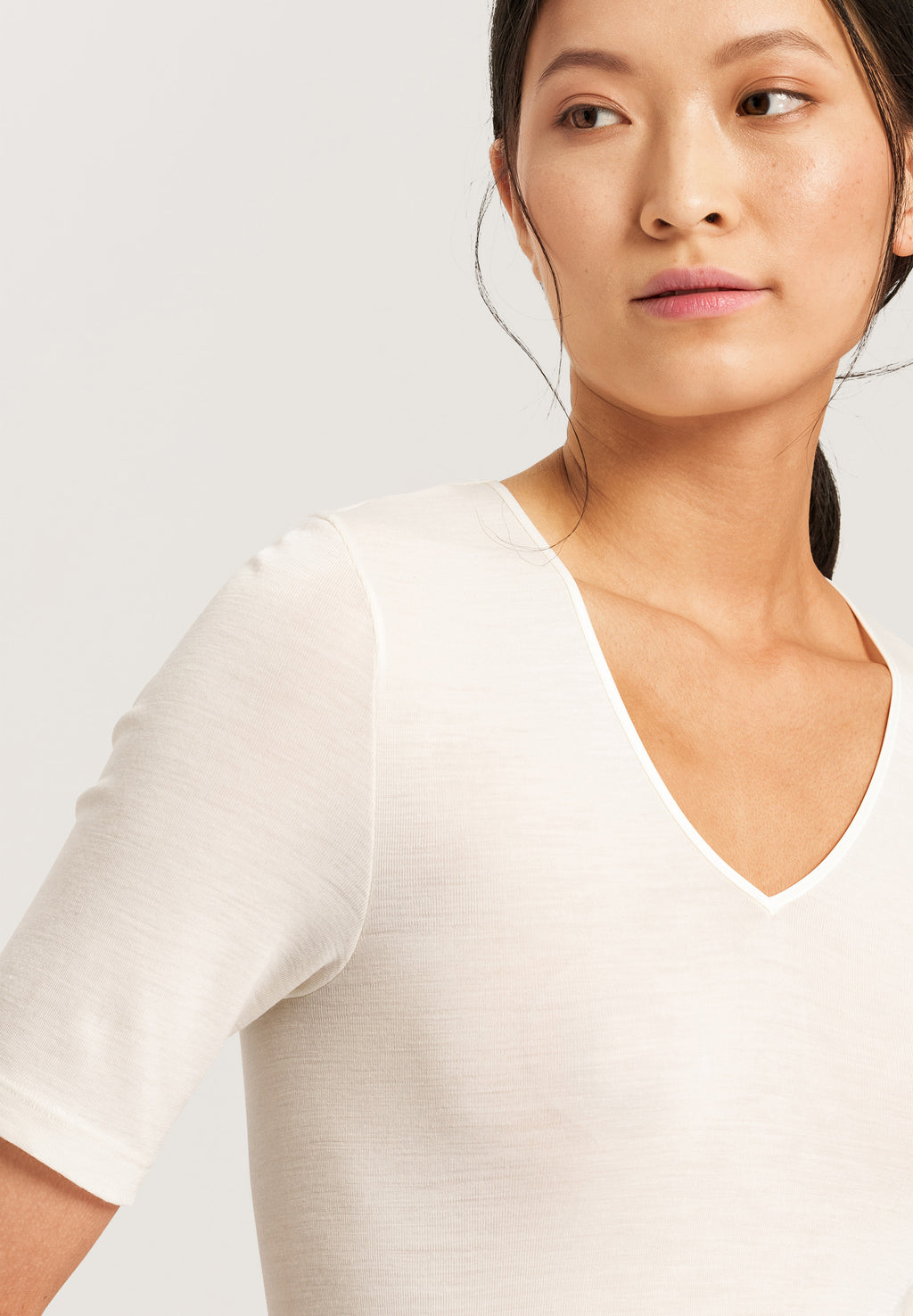71417 Woolen Silk W Short Slv Top - 795 Cygne