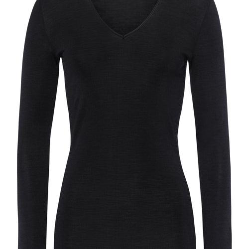 71418 Woolen Silk W Long Sleeve Shirt - 018 Black