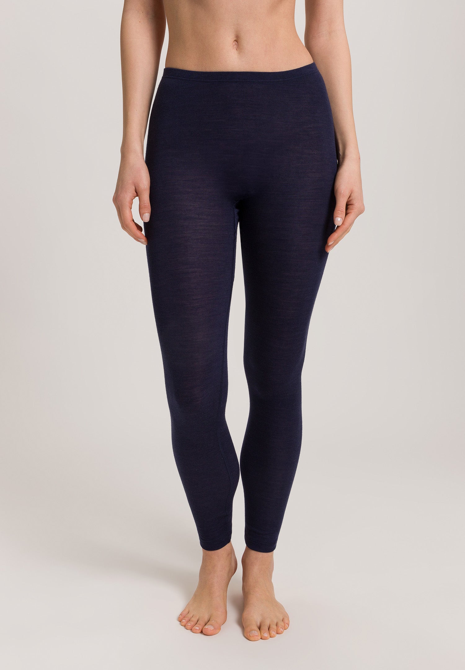 Woolen Silk W Long Leg | Night Blue 71422-2624