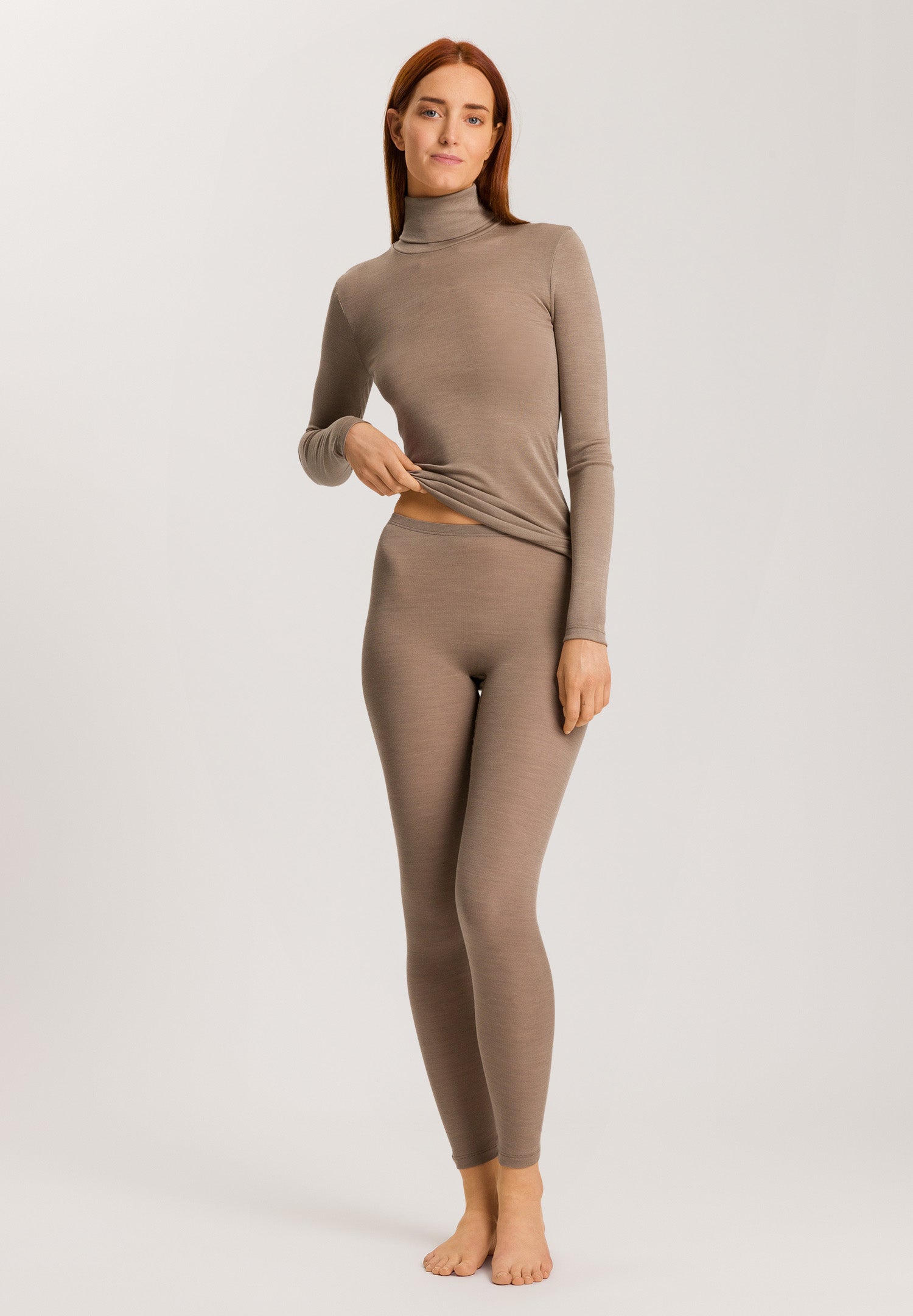 71422 Woolen Silk W Long Leg - 2847 Taupe