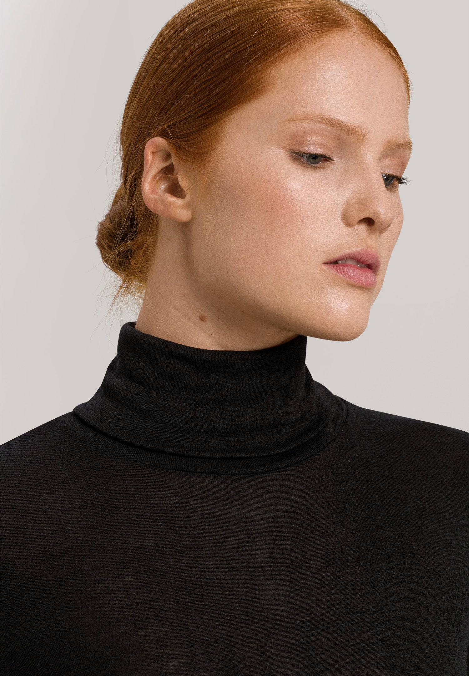 71423 Woolen Silk W Turtleneck Shirt - 018 Black