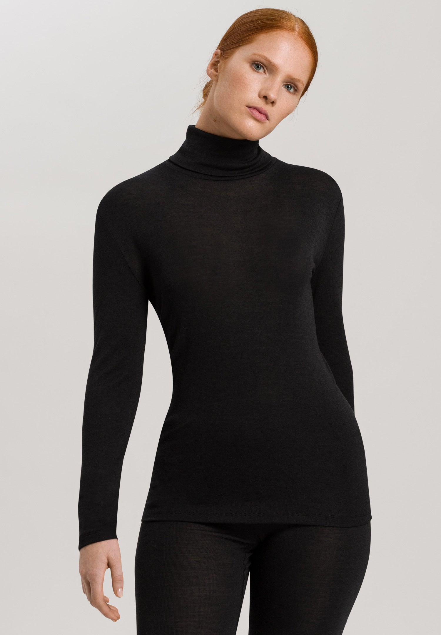 71423 Woolen Silk W Turtleneck Shirt - 018 Black