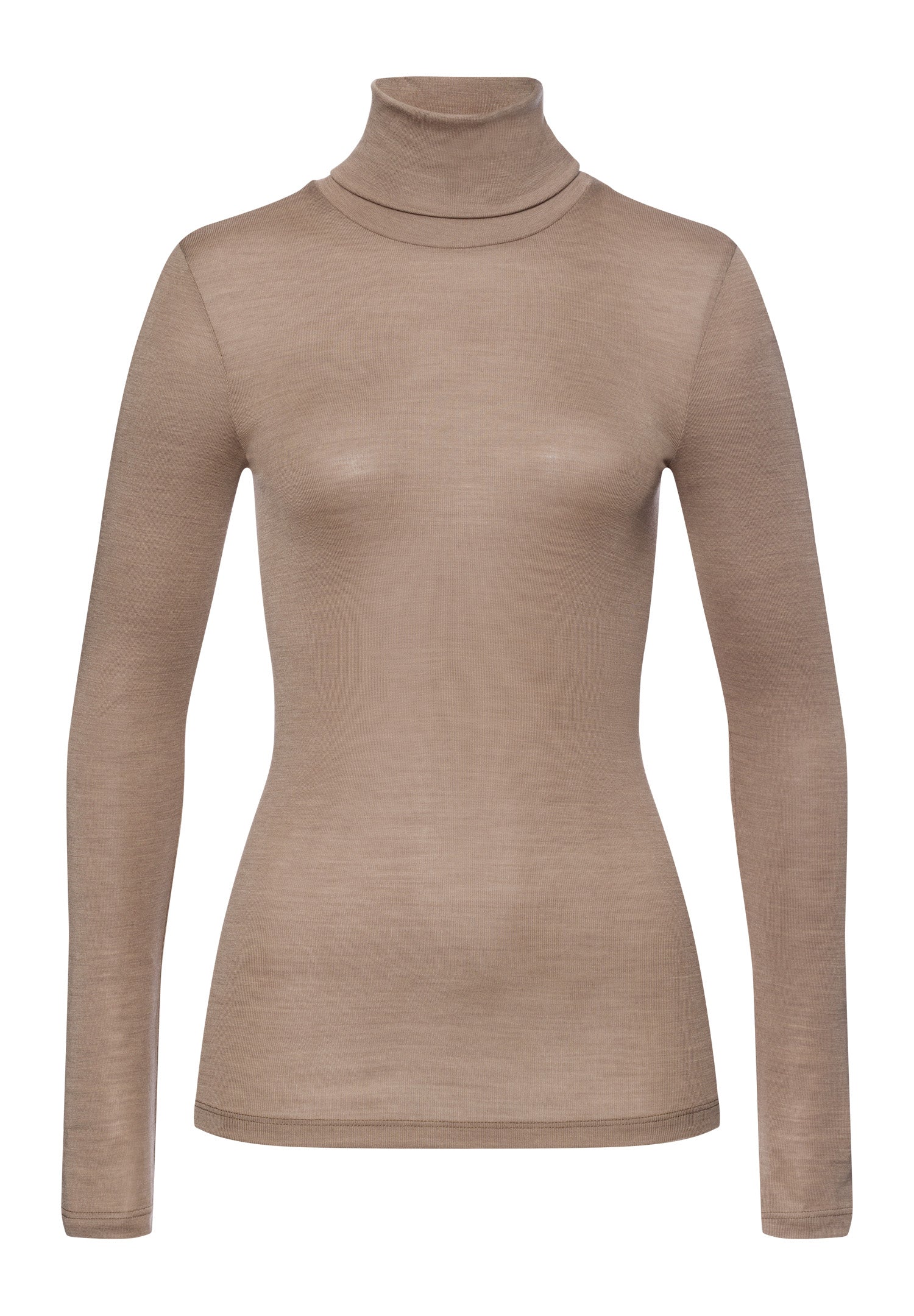 71423 Woolen Silk W Turtleneck Shirt - 2847 Taupe