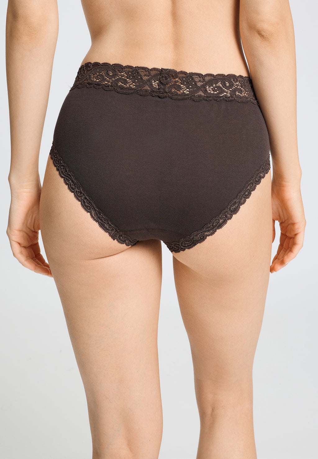 Moments Lace Trim Cotton Full Brief | Dark Mocha 71483-2185