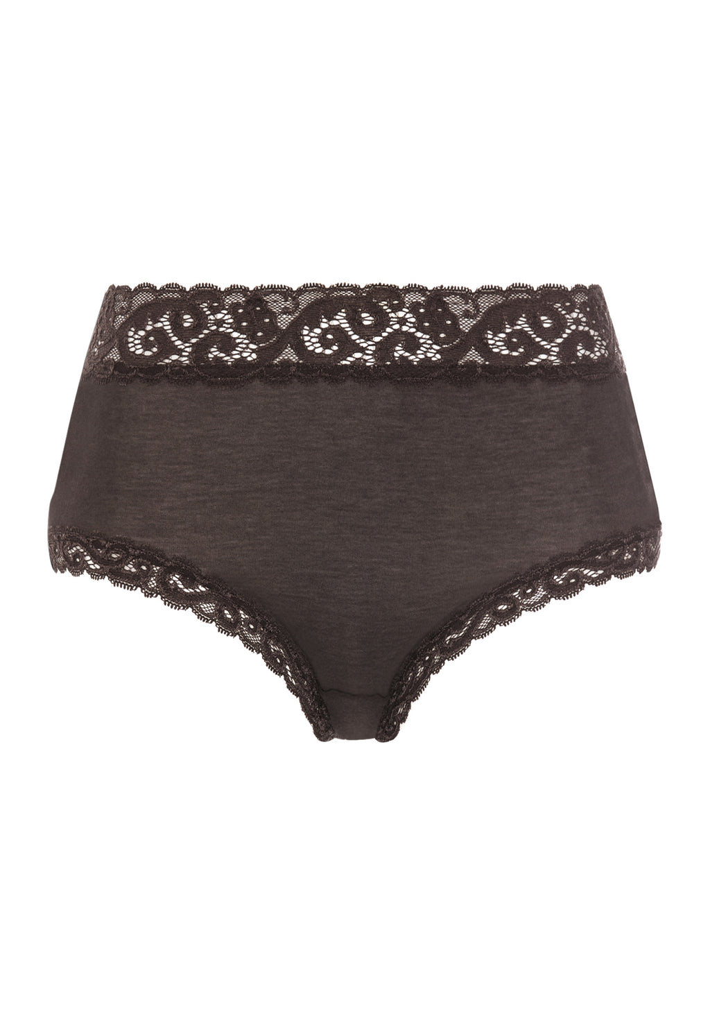 Moments Lace Trim Cotton Full Brief | Dark Mocha 71483-2185