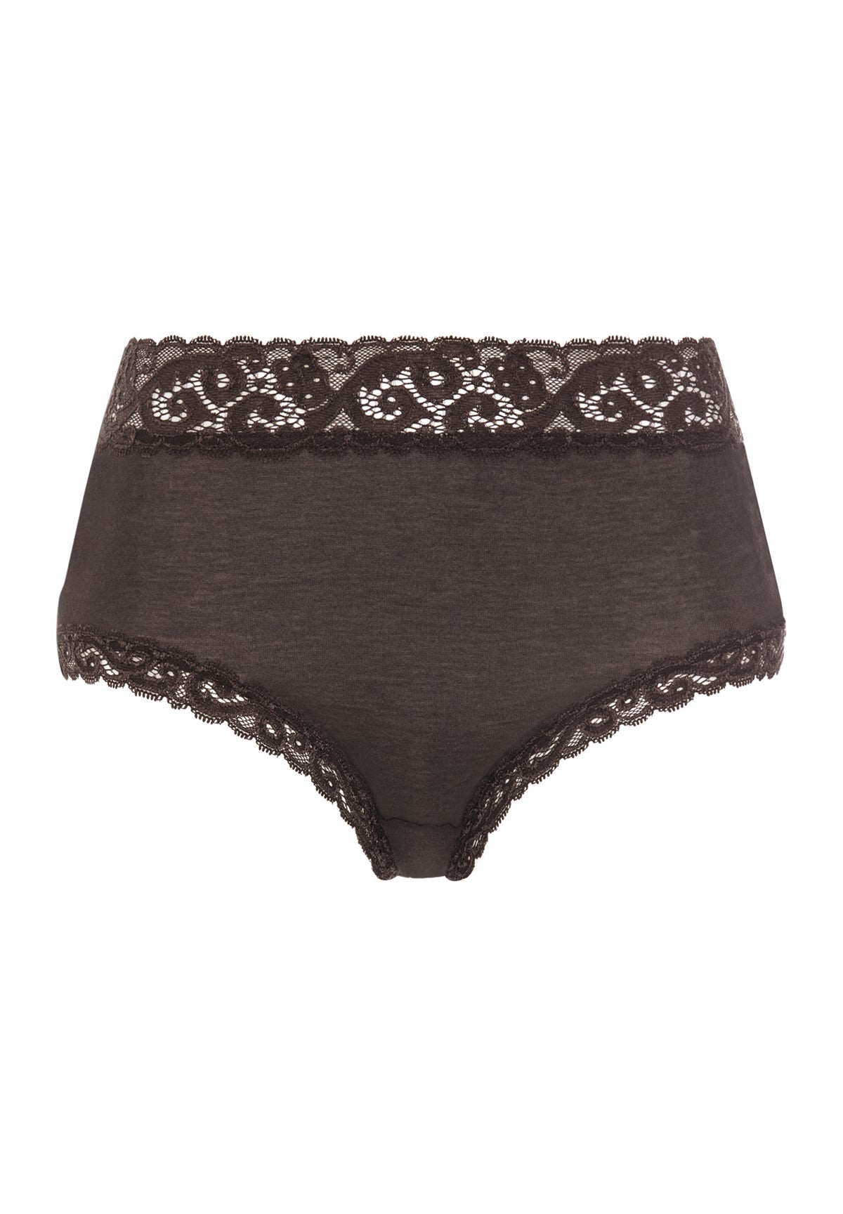 Moments Lace Trim Cotton Full Brief | Dark Mocha 71483-2185