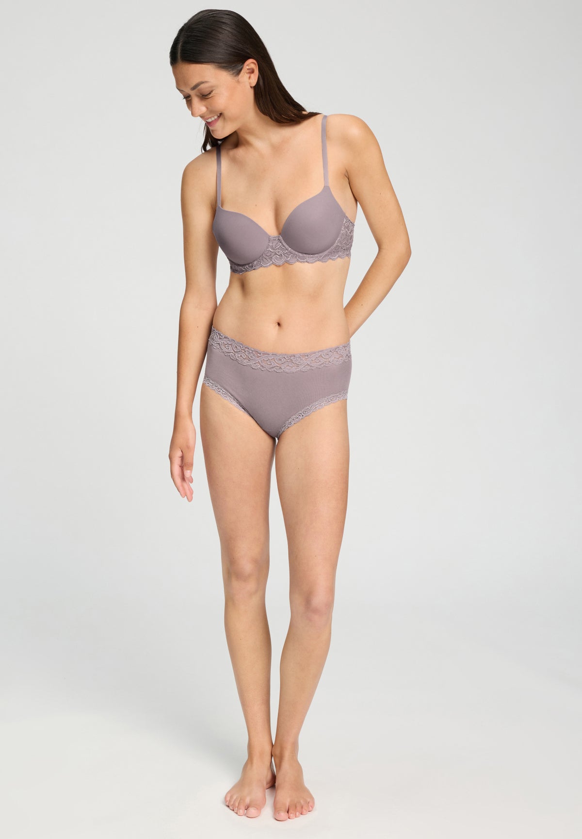 Moments Lace Trim Cotton Full Brief | Stormy Rose 71483-2467