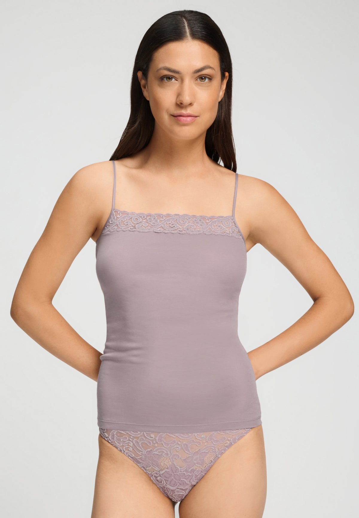 Moments Lace Trim Cotton Camisole | Stormy Rose 71484-2467