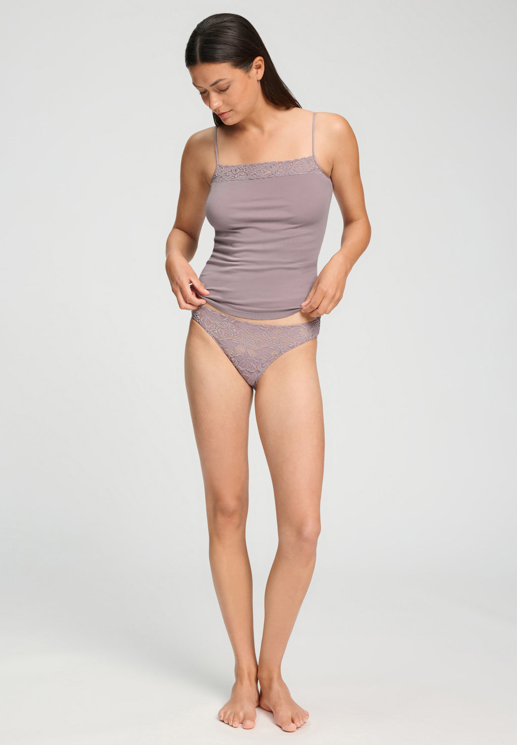 Moments Lace Trim Cotton Camisole | Stormy Rose 71484-2467