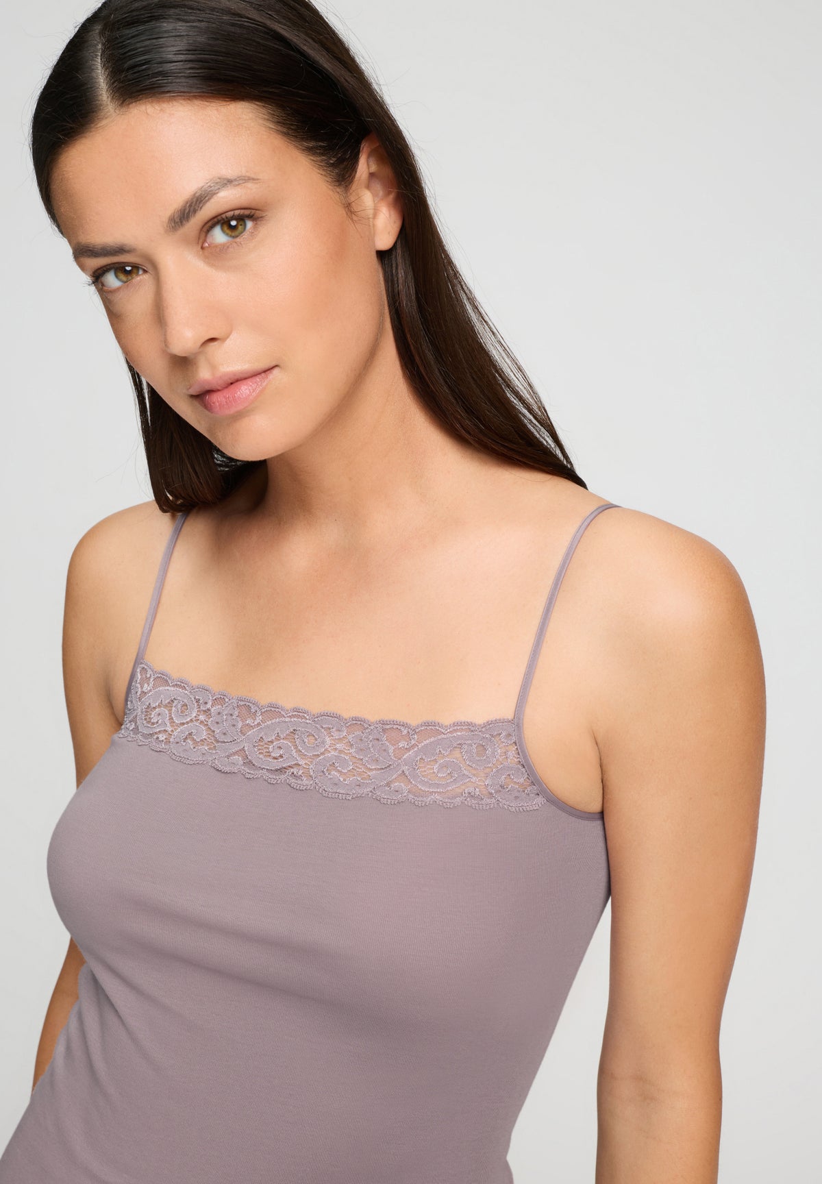 Moments Lace Trim Cotton Camisole | Stormy Rose 71484-2467