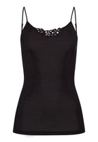 71521 Woolen Silk W Spaghetti Cami With Embroidery - 018 Black