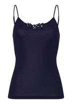 Woolen Silk W Spaghetti Cami With Embroidery | Night Blue 71521-2624