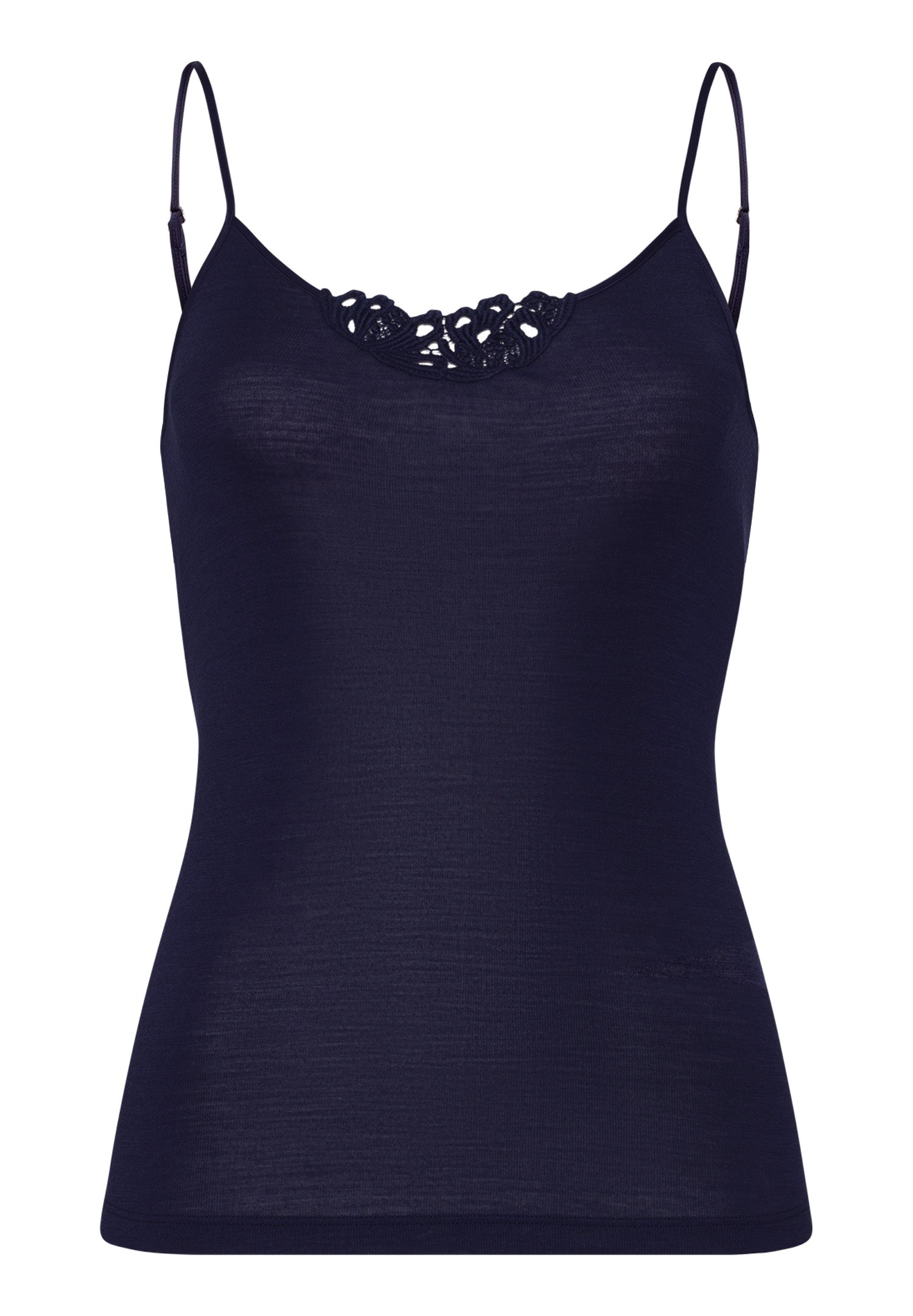 Woolen Silk W Spaghetti Cami With Embroidery | Night Blue 71521-2624