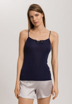 Woolen Silk W Spaghetti Cami With Embroidery | Night Blue 71521-2624